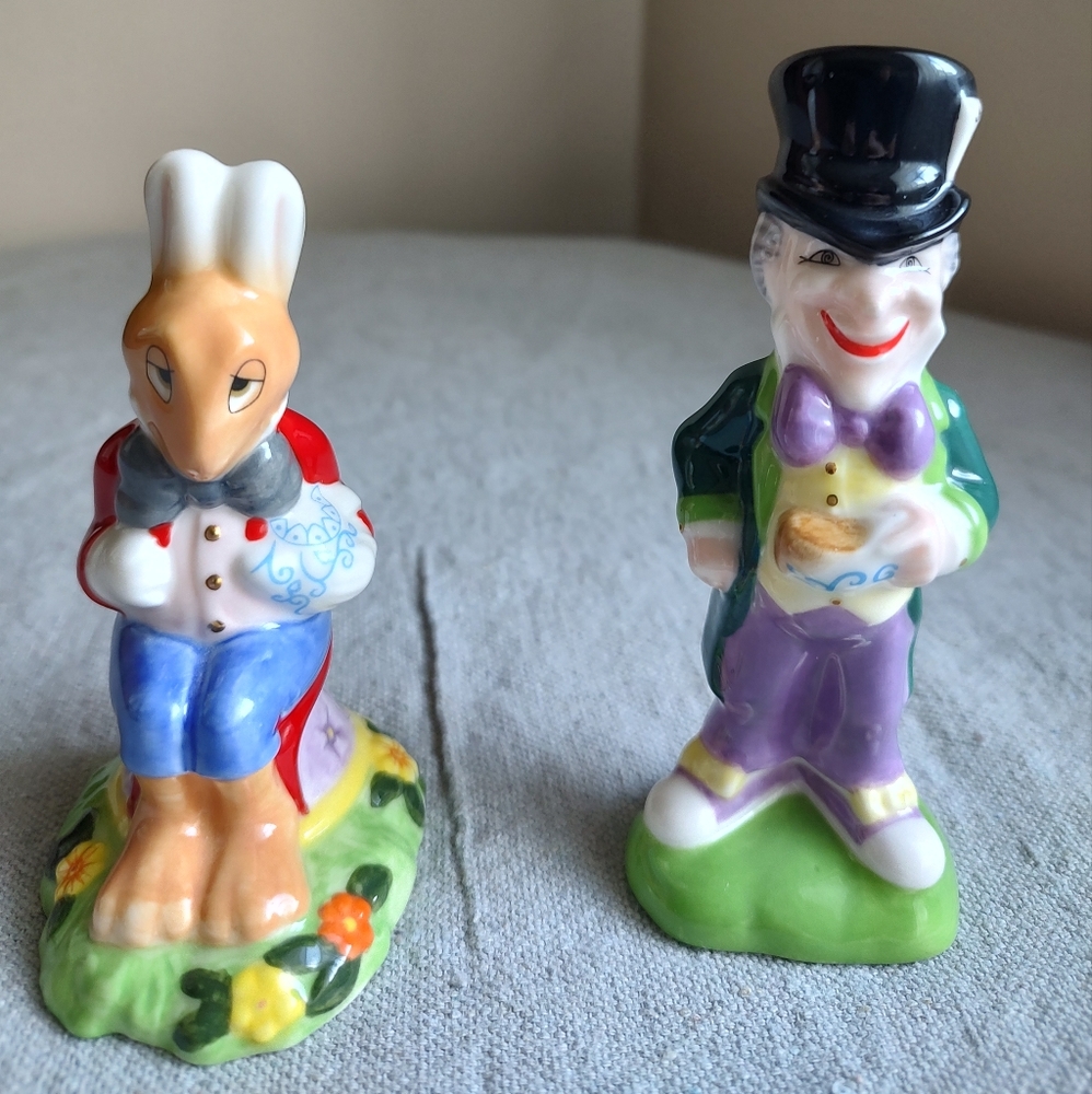 Vintage Alice in Wonderland Mad Hatter & March Hare Salt Shakers by Paul Cardew